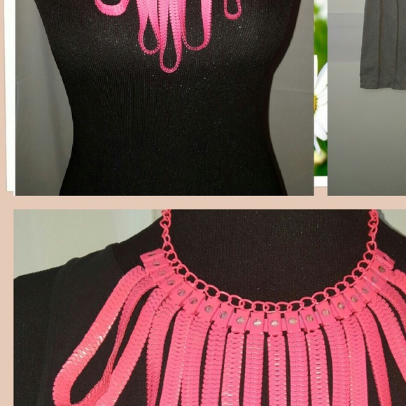 Ella | Neon Pink Statement Chain Necklace - Picture 5 of 5